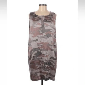 Mike Gonzalez | Grey Black Mauve Camo Print 100% Silk Sleeveless Dress Size 6